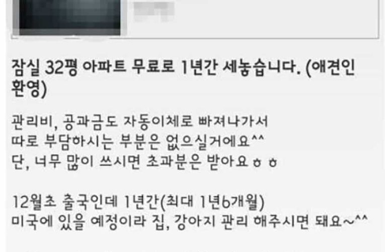 잠실 32평 아파트를 무료로 내놓는 이유 ㄷㄷ