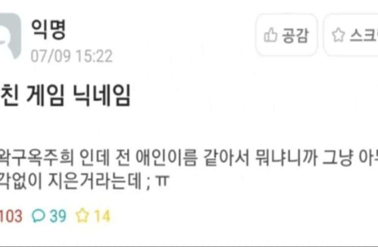 남친 게임 아이디가 전여친 이름같아요