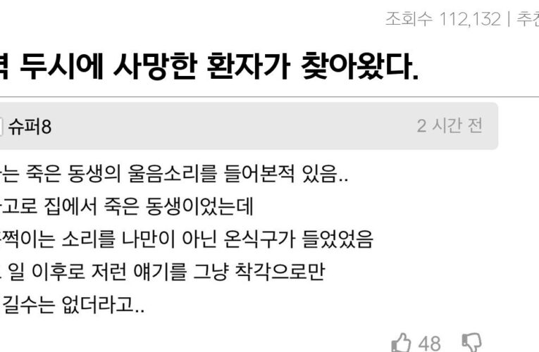 새벽 두시에 사망한 환자가 찾아왔다.. 그리고 댓글들