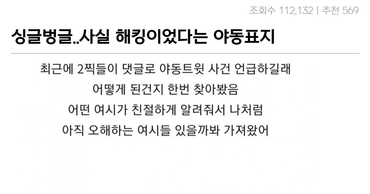 싱글벙글..사실 해킹이었다는 야동표지 사건