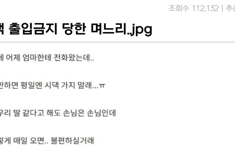 시댁 출입금지 당한 며느리..jpg