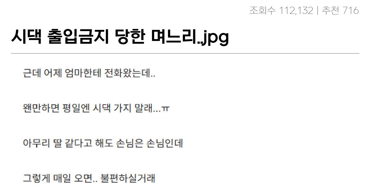 시댁 출입금지 당한 며느리..jpg