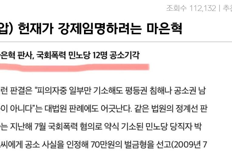 (스압) 헌재가 강제임명하려는 마은혁 판사의 진실(fe